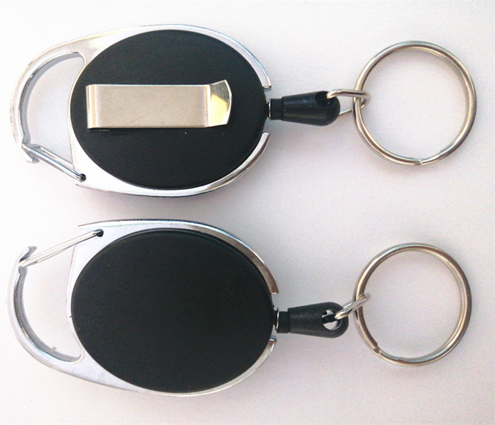 Plastic Easy-Pull Buckle Metal Keychains Circle Automatic Retractable Hanging Buckle Factory Card Anti-Lost Buckle Spot Goods