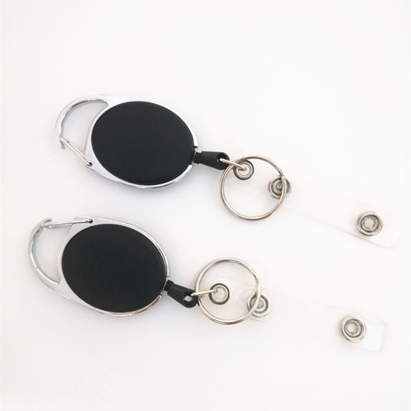 Plastic Easy-Pull Buckle Metal Keychains Circle Automatic Retractable Hanging Buckle Factory Card Anti-Lost Buckle Spot Goods