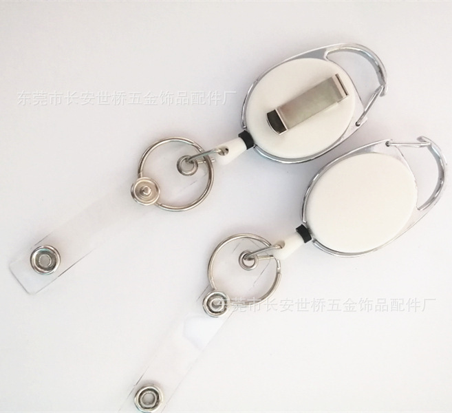 Plastic Easy-Pull Buckle Metal Keychains Circle Automatic Retractable Hanging Buckle Factory Card Anti-Lost Buckle Spot Goods