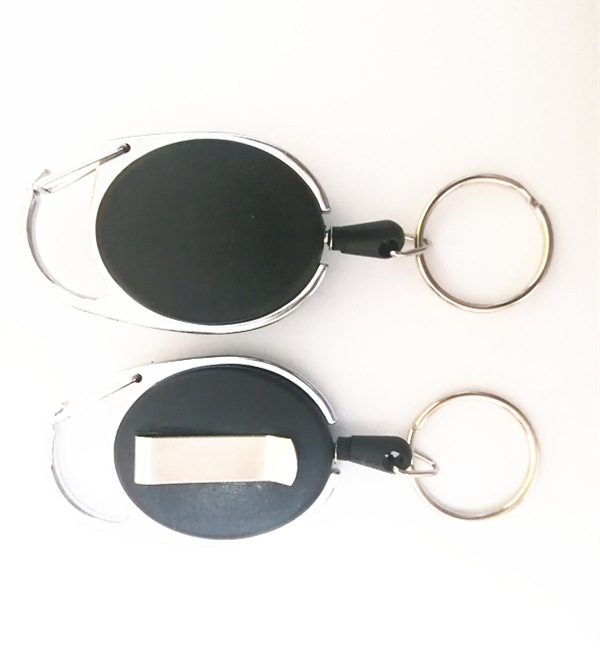 Plastic Easy-Pull Buckle Metal Keychains Circle Automatic Retractable Hanging Buckle Factory Card Anti-Lost Buckle Spot Goods