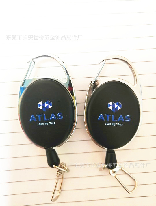 Plastic Easy-Pull Buckle Metal Keychains Circle Automatic Retractable Hanging Buckle Factory Card Anti-Lost Buckle Spot Goods