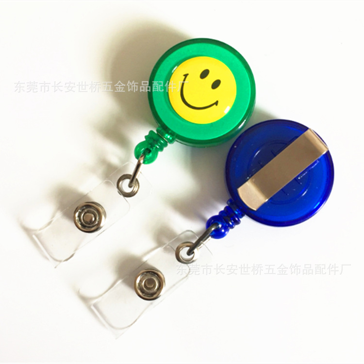 Plastic Easy-Pull Buckle Metal Keychains Circle Automatic Retractable Hanging Buckle Factory Card Anti-Lost Buckle Spot Goods