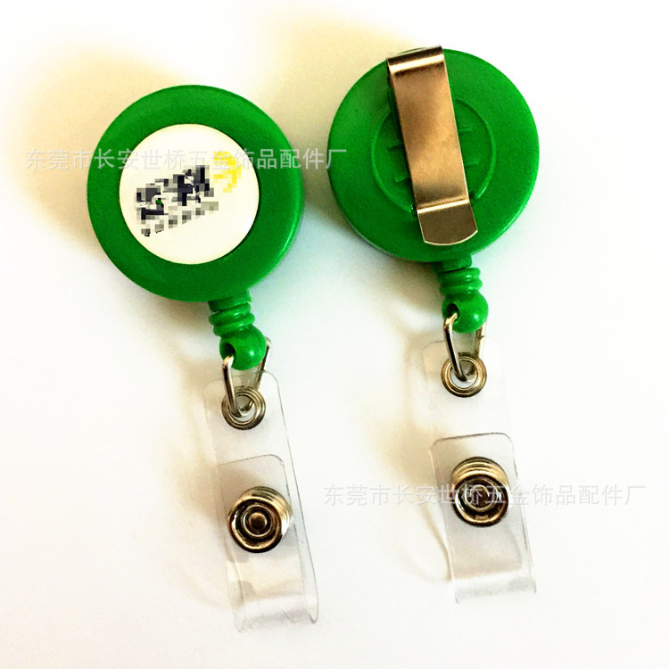 Plastic Easy-Pull Buckle Metal Keychains Circle Automatic Retractable Hanging Buckle Factory Card Anti-Lost Buckle Spot Goods