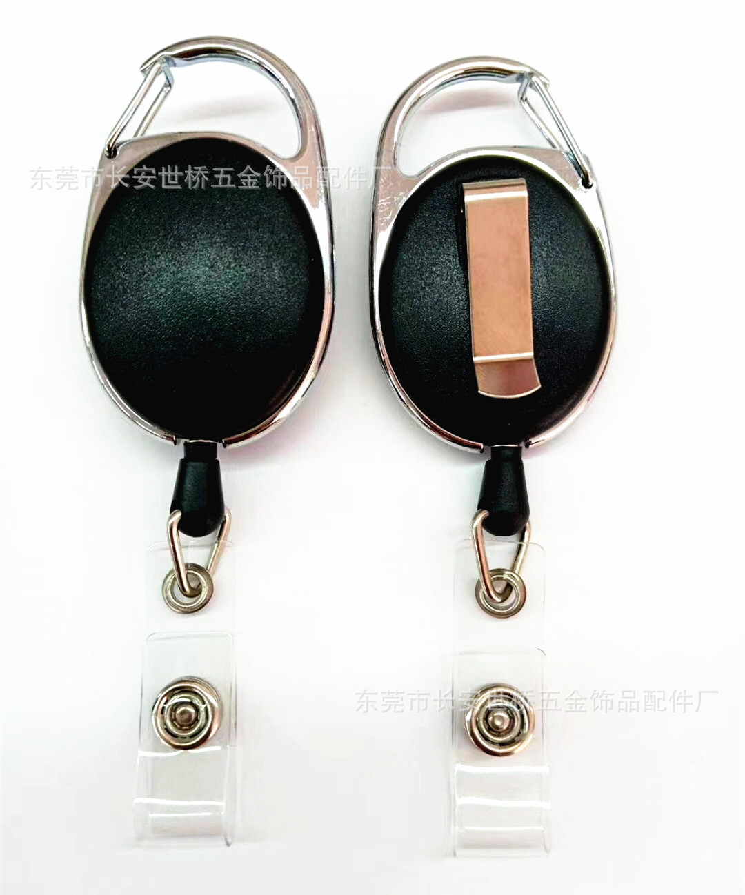 Plastic Easy-Pull Buckle Metal Keychains Circle Automatic Retractable Hanging Buckle Factory Card Anti-Lost Buckle Spot Goods