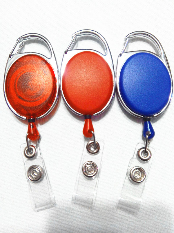 Plastic Easy-Pull Buckle Metal Keychains Circle Automatic Retractable Hanging Buckle Factory Card Anti-Lost Buckle Spot Goods