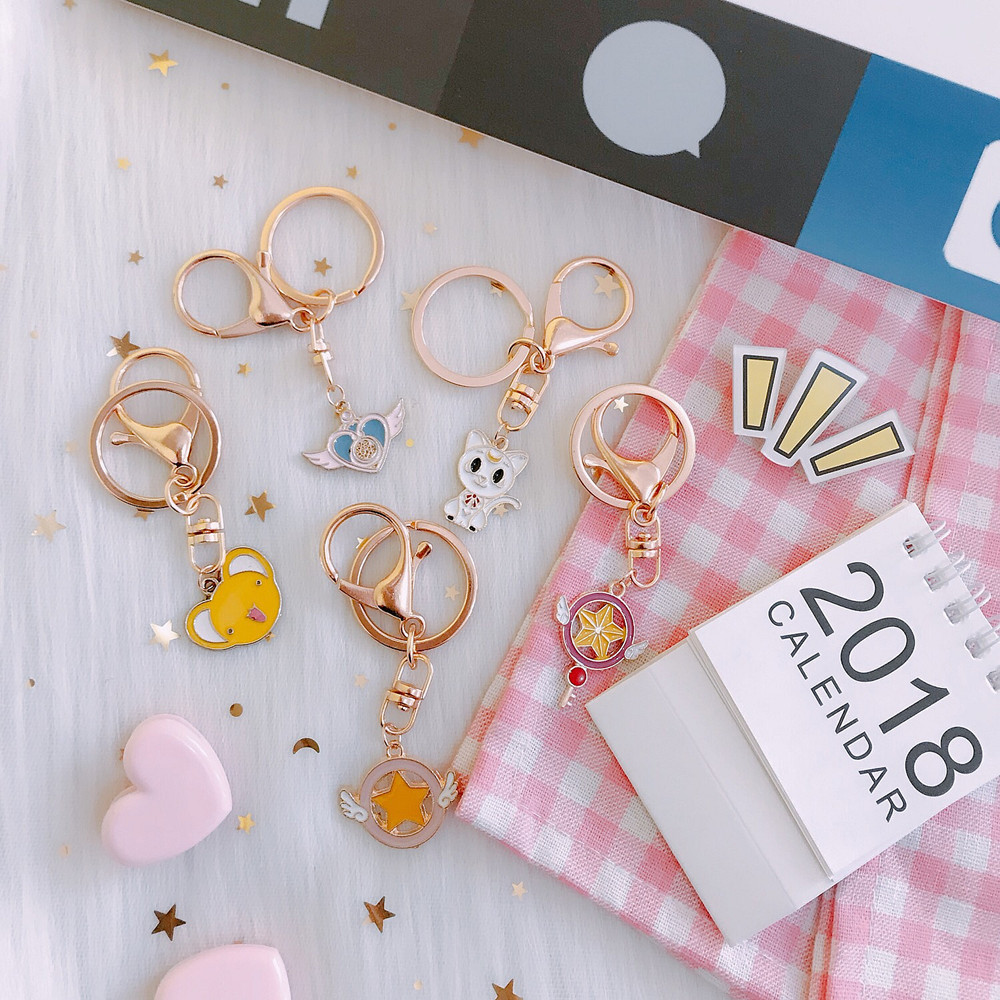 Japanese Korean Cartoon Creative Cute Magic Card Girl Sakura Magic Wand Keychain Key Ring Girl Heart Ornament Accessories Japanese Korean Cartoon Creative Cute Magic Card Girl Sakura Magic Wand Keychain Key Ring Girl Heart Ornament Accessories