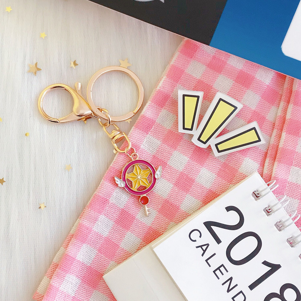 Japanese Korean Cartoon Creative Cute Magic Card Girl Sakura Magic Wand Keychain Key Ring Girl Heart Ornament Accessories Japanese Korean Cartoon Creative Cute Magic Card Girl Sakura Magic Wand Keychain Key Ring Girl Heart Ornament Accessories