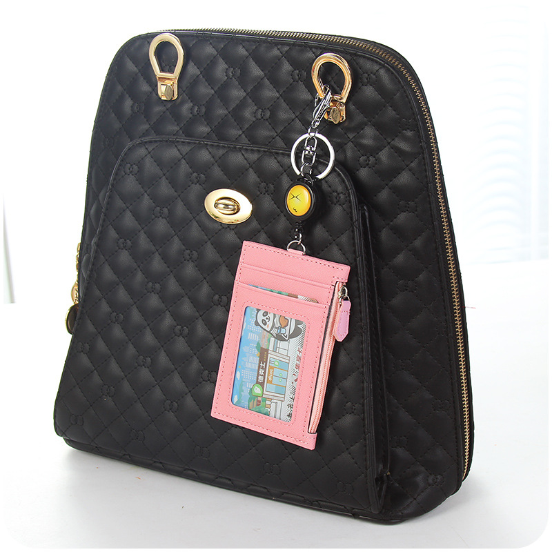 Creative Leather Card Holder Multiple Card Slots Men and Women Card Holder Card Holder Contraction Band Zipper Coin Purse for Free Keychain