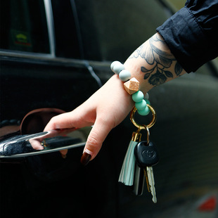 Color Silicone Beads Bracelet Bracelet Keychain Female Foreign Trade Amazon Pu Tassel Card Bag Silicone Bracelet Key Ring Color Silicone Beads Bracelet Bracelet Keychain Female Foreign Trade Amazon Pu Tassel Card Bag Silicone Bracelet Key Ring