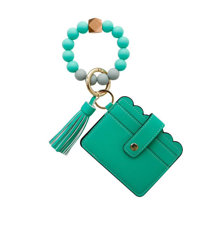 Color Silicone Beads Bracelet Bracelet Keychain Female Foreign Trade Amazon Pu Tassel Card Bag Silicone Bracelet Key Ring Color Silicone Beads Bracelet Bracelet Keychain Female Foreign Trade Amazon Pu Tassel Card Bag Silicone Bracelet Key Ring