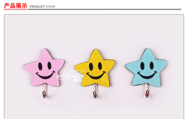 Acrylic hang-hook stars stick hook smiling face creative hook Acrylic hang-hook stars stick hook smiling face creative hook