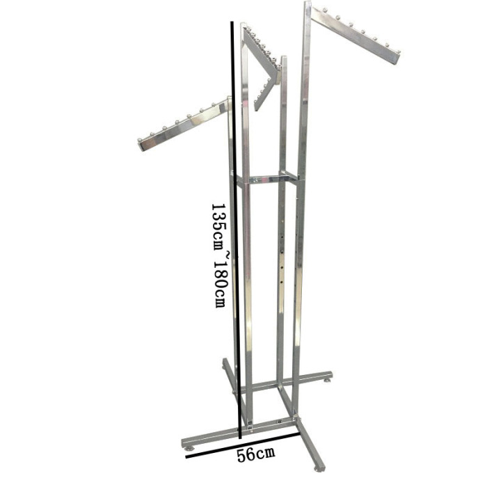 Square tube small four-arm/slanting Slanting bars clothing display rack Four-arm hang clothes rack Square tube small four-arm/slanting Slanting bars clothing display rack Four-arm hang clothes rack