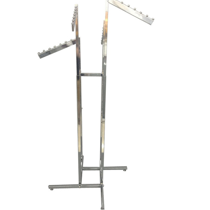 Square tube small four-arm/slanting Slanting bars clothing display rack Four-arm hang clothes rack Square tube small four-arm/slanting Slanting bars clothing display rack Four-arm hang clothes rack