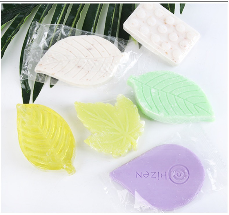 Five-Star Hotel Disposable Soap Boxed B & B round Wheat Bran Soap Logo