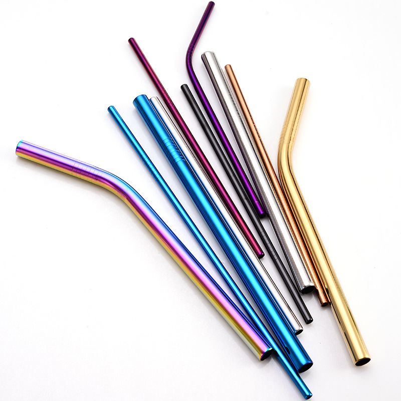 304 stainless steel straw non - the disposable straw set creative milk tea coffee beverage metal silica gel head straw