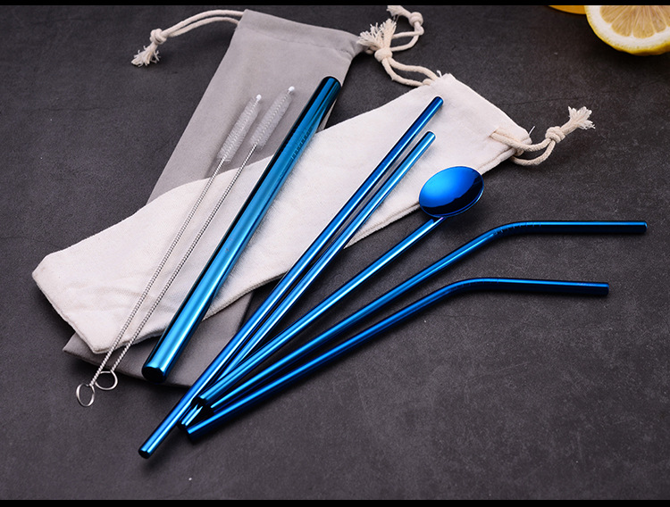 304 stainless steel straw non - the disposable straw set creative milk tea coffee beverage metal silica gel head straw