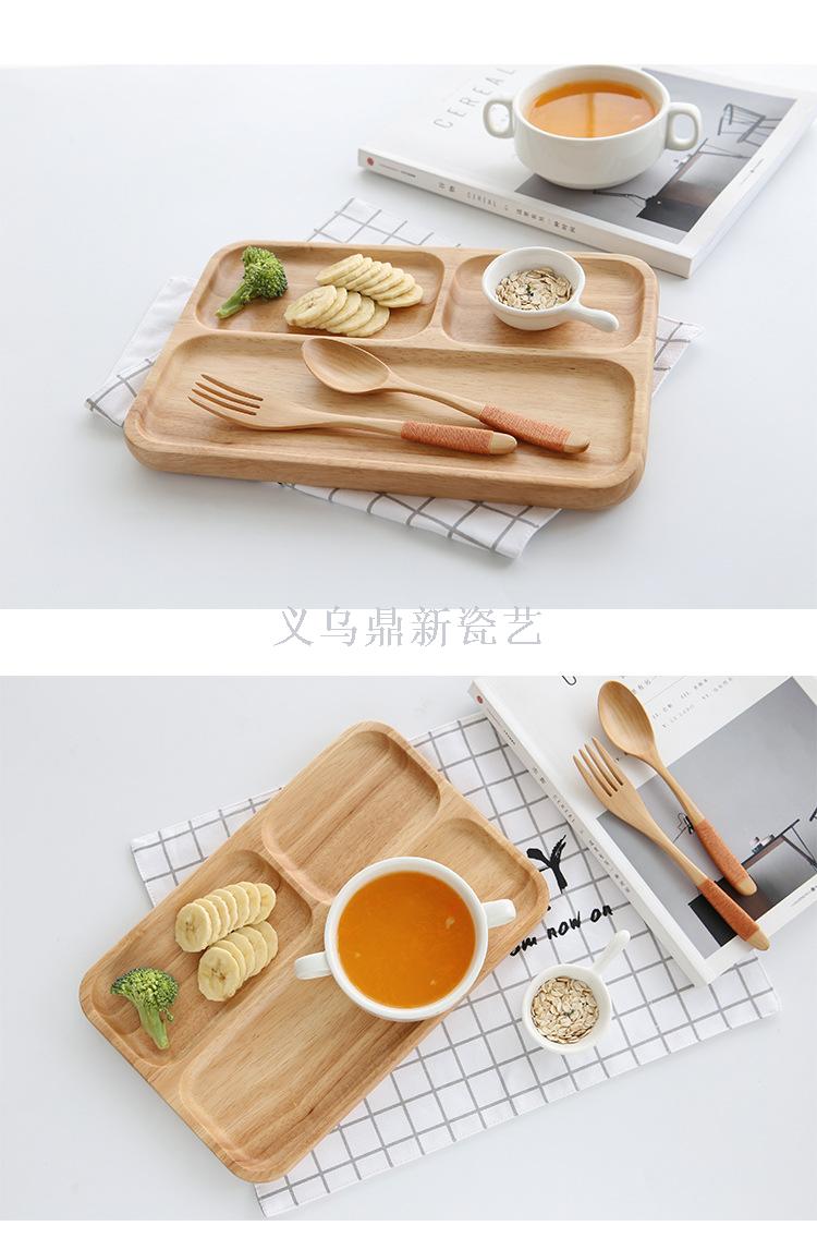 Creative Japanese wooden disc rubber wood separation plate household wooden tray bread plate dim sum plate