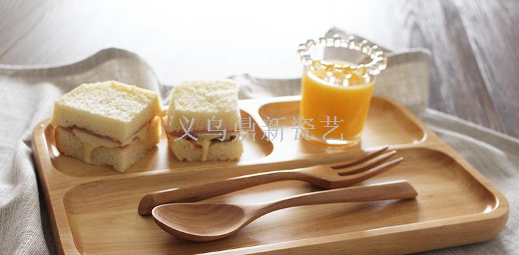 Creative Japanese wooden disc rubber wood separation plate household wooden tray bread plate dim sum plate