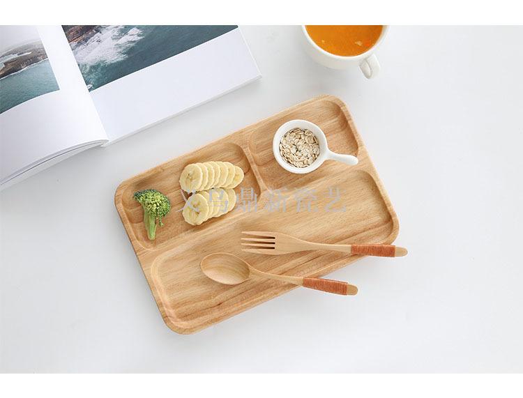 Creative Japanese wooden disc rubber wood separation plate household wooden tray bread plate dim sum plate