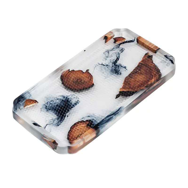 Resin Pine Tray Pot Tray Household Tea Table Solid Wood Simple Office Small Tea Tray Single Layer Tea Set Tea Ceremony