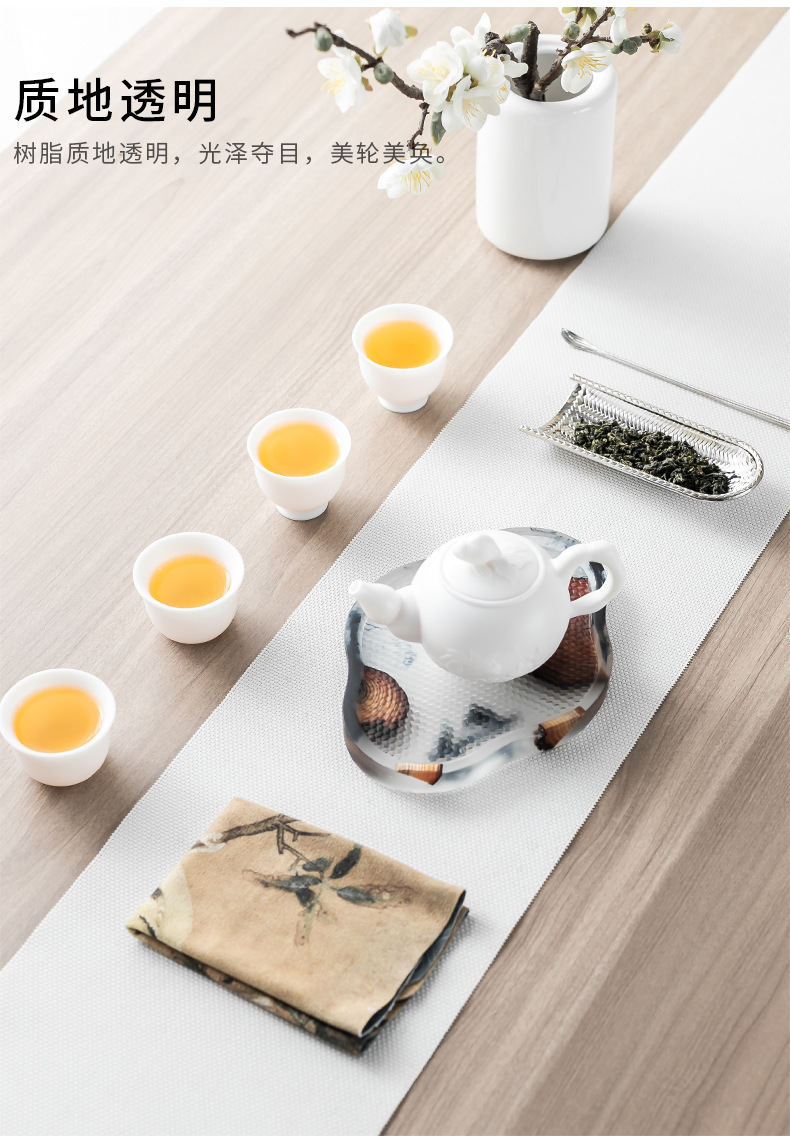 Resin Pine Tray Pot Tray Household Tea Table Solid Wood Simple Office Small Tea Tray Single Layer Tea Set Tea Ceremony