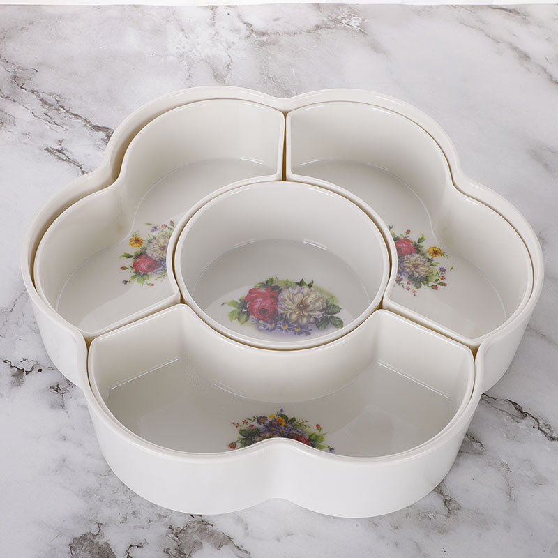 Fashion creative household tray wholesale plastic melon seed tray partition with a lid candy box