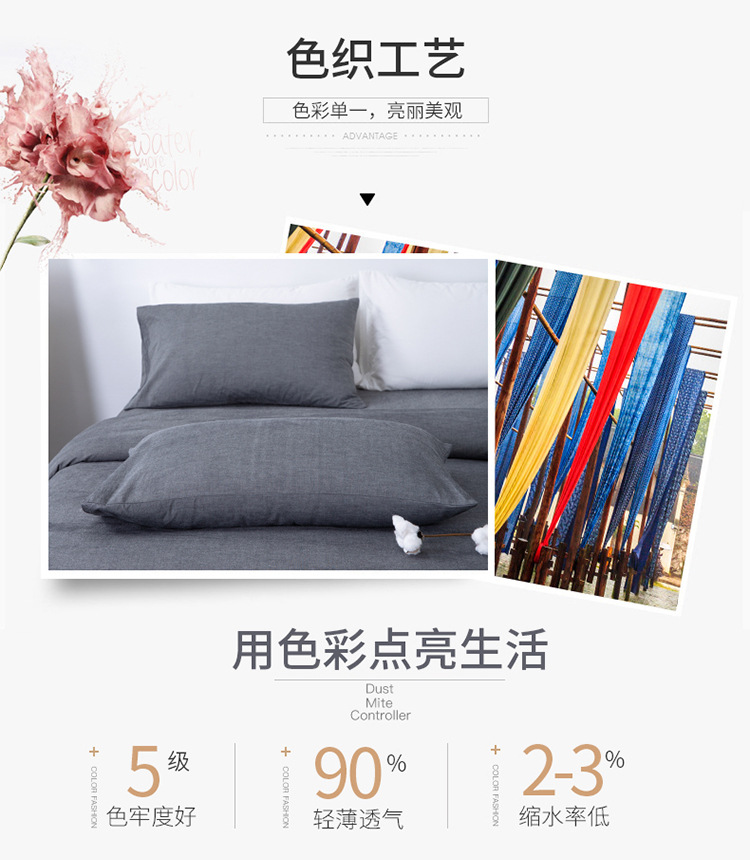 Four-Piece Bedding Set Simple Simple Plaid Washed Cotton Bed Sheet Quilt Cover Homestay Hotel