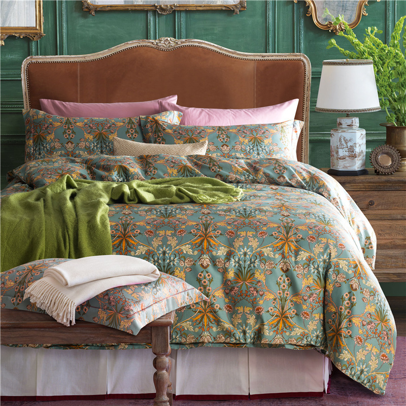 New 60 Cotton Satin Four-Piece Set Egyptian Long-Staple Cotton Home Foreign Trade Bedding Set