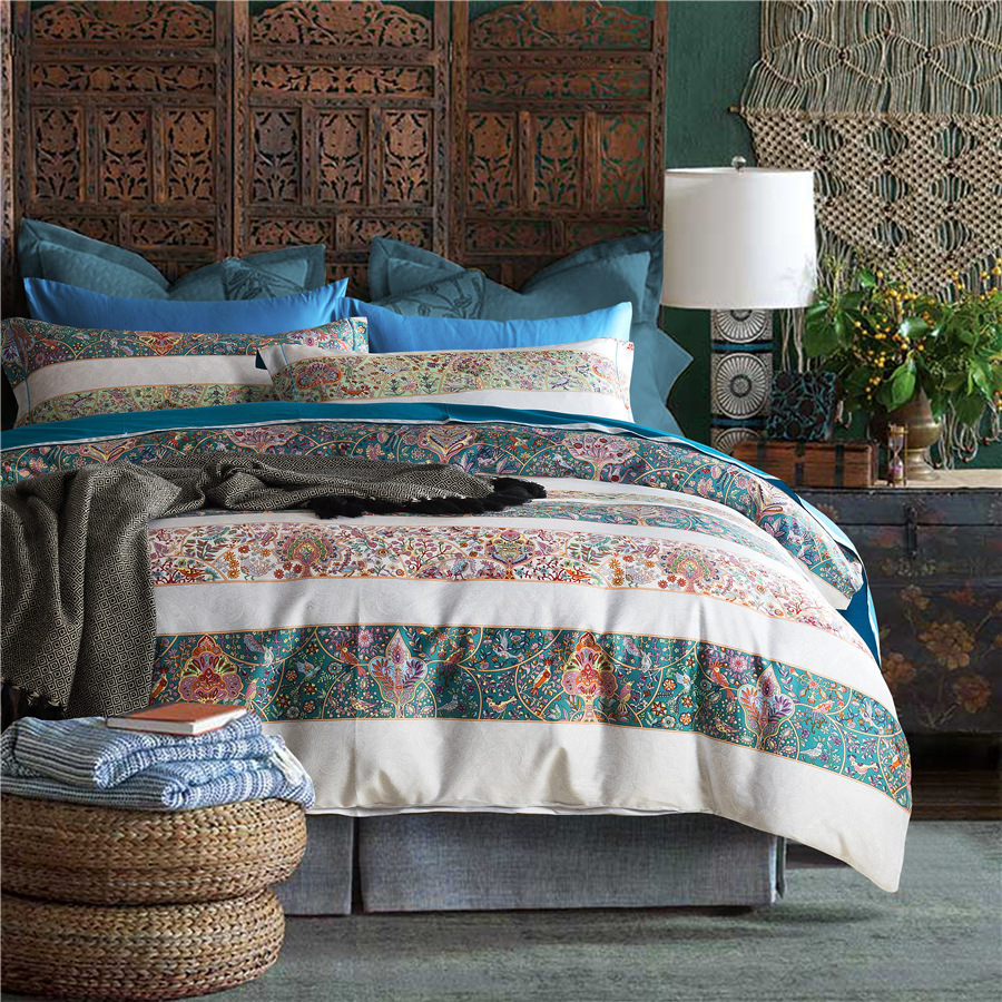 New 60 Cotton Satin Four-Piece Set Egyptian Long-Staple Cotton Home Foreign Trade Bedding Set