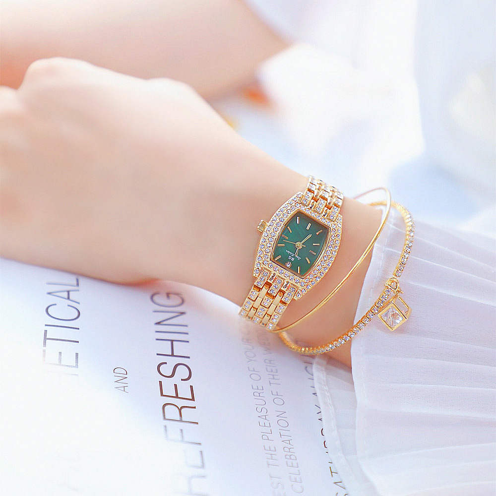 BS New Arrival Hot Sale Watch Factory Direct Sales Foreign Trade Linked List Customization Women&#039;s Watch Full of Diamonds One Piece Dropshipping Fa1595