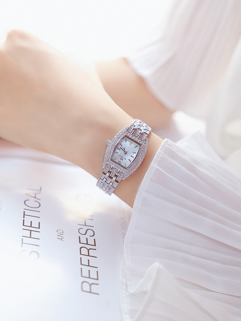 BS New Arrival Hot Sale Watch Factory Direct Sales Foreign Trade Linked List Customization Women's Watch Full of Diamonds One Piece Dropshipping Fa1595