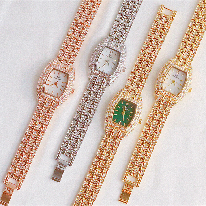 BS New Arrival Hot Sale Watch Factory Direct Sales Foreign Trade Linked List Customization Women's Watch Full of Diamonds One Piece Dropshipping Fa1595