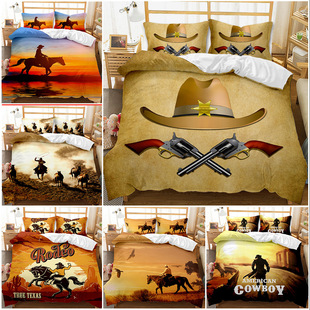 Animal Leopard Foreign Trade European and American Fashion Bed Sheet Quilt Cover 3D Digital Printing Student Dormitory Three-Piece Set Bedding Set