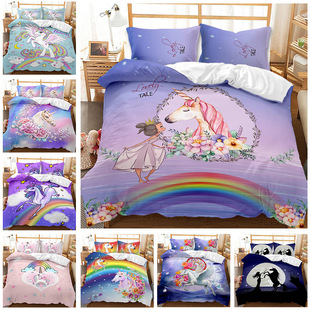 Animal Leopard Foreign Trade European and American Fashion Bed Sheet Quilt Cover 3D Digital Printing Student Dormitory Three-Piece Set Bedding Set