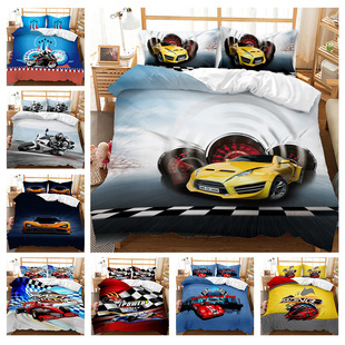 Animal Leopard Foreign Trade European and American Fashion Bed Sheet Quilt Cover 3D Digital Printing Student Dormitory Three-Piece Set Bedding Set