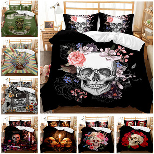 Animal Leopard Foreign Trade European and American Fashion Bed Sheet Quilt Cover 3D Digital Printing Student Dormitory Three-Piece Set Bedding Set