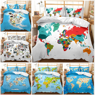 Animal Leopard Foreign Trade European and American Fashion Bed Sheet Quilt Cover 3D Digital Printing Student Dormitory Three-Piece Set Bedding Set