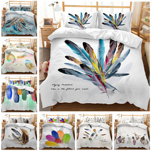 Animal Leopard Foreign Trade European and American Fashion Bed Sheet Quilt Cover 3D Digital Printing Student Dormitory Three-Piece Set Bedding Set