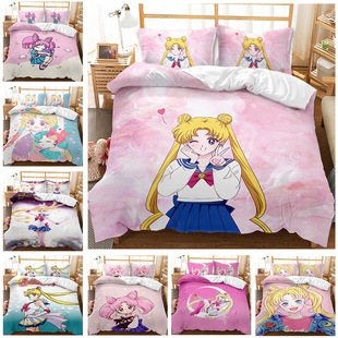 Animal Leopard Foreign Trade European and American Fashion Bed Sheet Quilt Cover 3D Digital Printing Student Dormitory Three-Piece Set Bedding Set