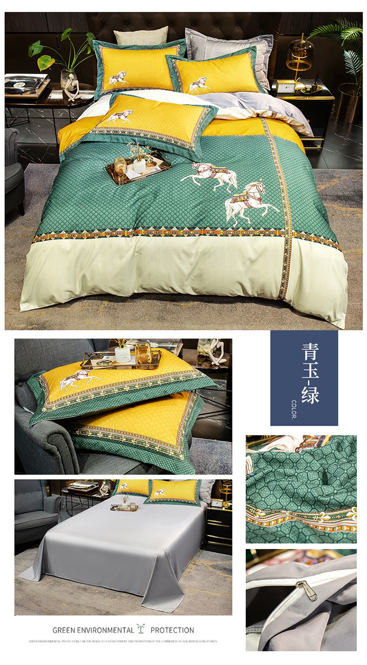 Internet Celebrity Live Embroidery Imitation 100 Pieces Blue Essence Tencel Printed Four-Piece Bedding Set Can Be Labeled Internet Celebrity Live Embroidery Imitation 100 Pieces Blue Essence Tencel Printed Four-Piece Bedding Set Can Be Labeled