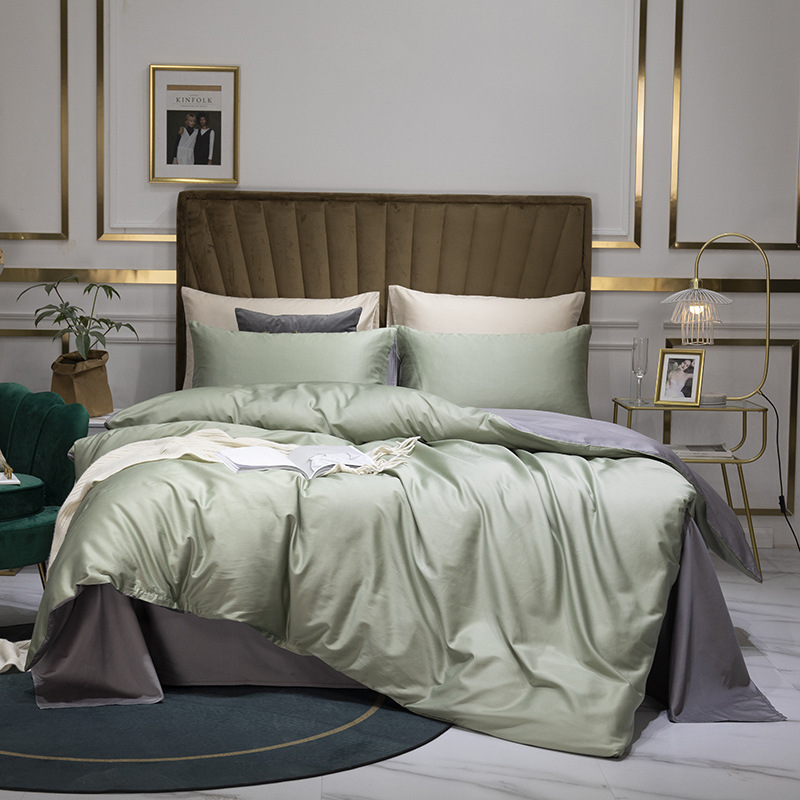 60 Xinjiang Long-Staple Cotton Nordic Solid Color Home Textile Smooth Cotton Four-Piece Cotton Bedding Set