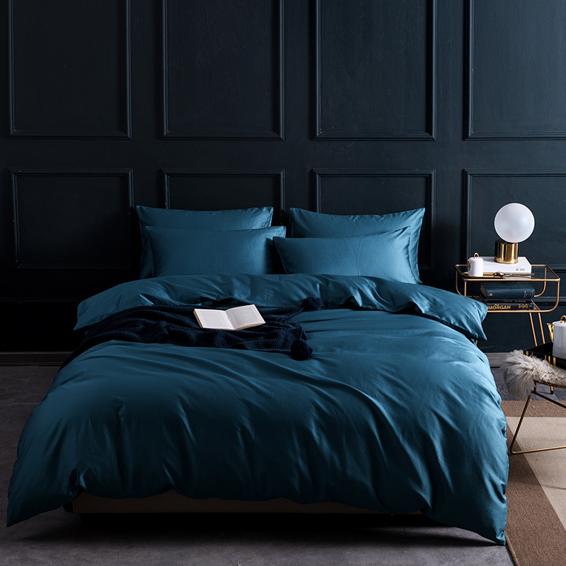 60 Xinjiang Long-Staple Cotton Nordic Solid Color Home Textile Smooth Cotton Four-Piece Cotton Bedding Set