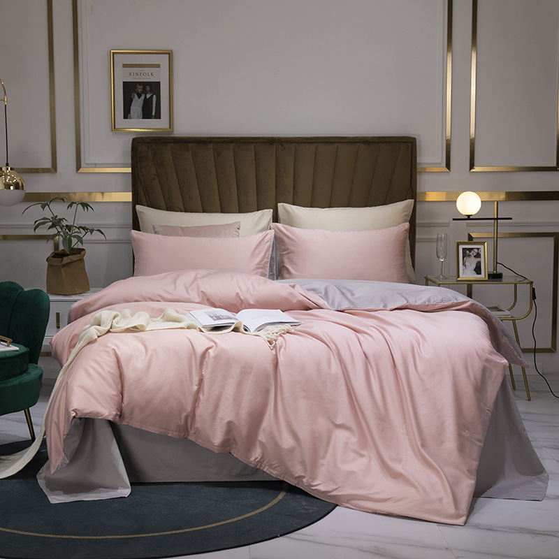 60 Xinjiang Long-Staple Cotton Nordic Solid Color Home Textile Smooth Cotton Four-Piece Cotton Bedding Set