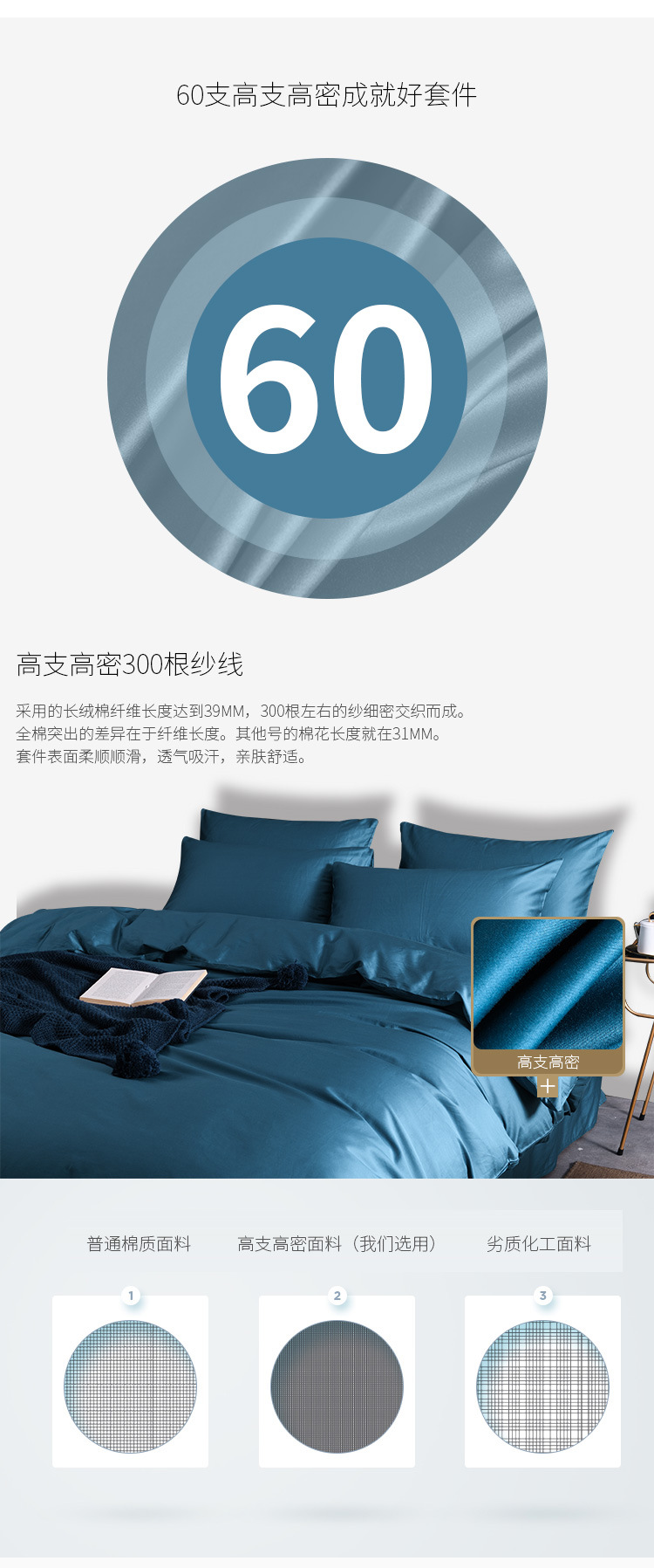 60 Xinjiang Long-Staple Cotton Nordic Solid Color Home Textile Smooth Cotton Four-Piece Cotton Bedding Set