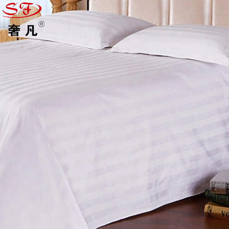 Hotel bedding set of three or four pieces of pure cotton encrypted satin stripe linen bed bed li style sheets wholesale 