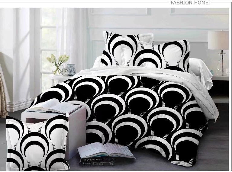 The new and simple black and white four-piece set of live AB four pieces of four pieces of bedding set wholesale.