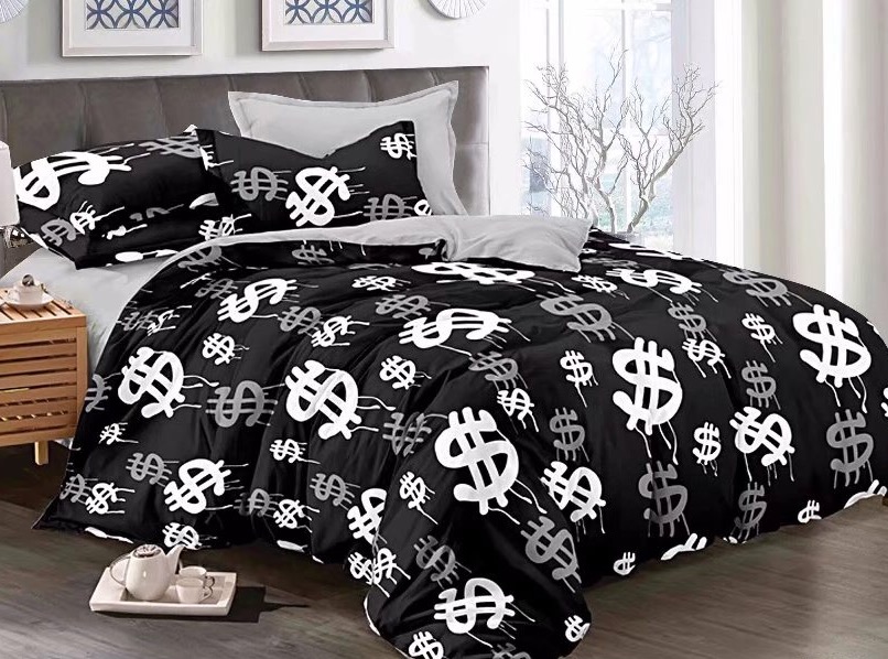 The new and simple black and white four-piece set of live AB four pieces of four pieces of bedding set wholesale.