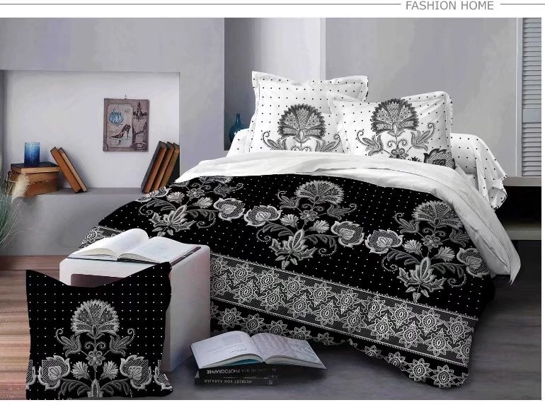 The new and simple black and white four-piece set of live AB four pieces of four pieces of bedding set wholesale.