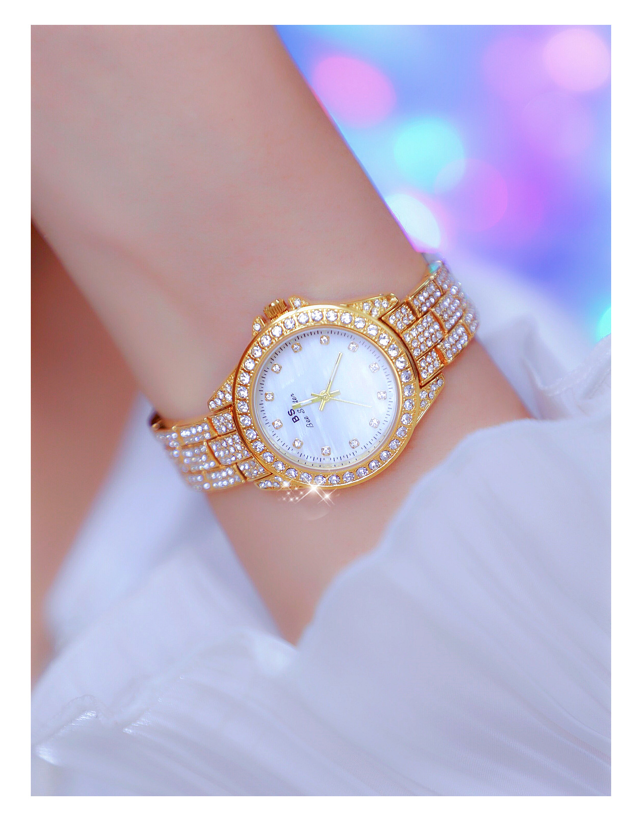 BS New Arrival Hot Sale Watch Factory Direct Sales Foreign Trade Linked List Customization Women's Watch Full of Diamonds One Piece Dropshipping Fa1627