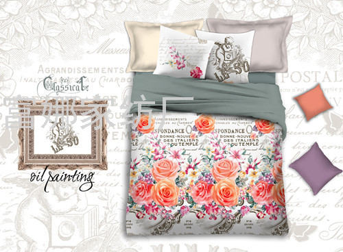 Four-Piece Bedding Set 3D Printing Quilt Cover Bed Sheet Quilt Cover Pillow plus-Sized Size Foreign Trade Custom Chemical Fiber Polyester